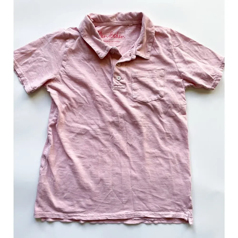 Boy's Mini Boden Salmon Pink Cotton Polo Shirt Size 11-12Y